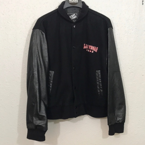 Jacket Factory Vintage “Las Vegas” Embroidered Leather Sleeve Letterman Jacket - Picture 2 of 12